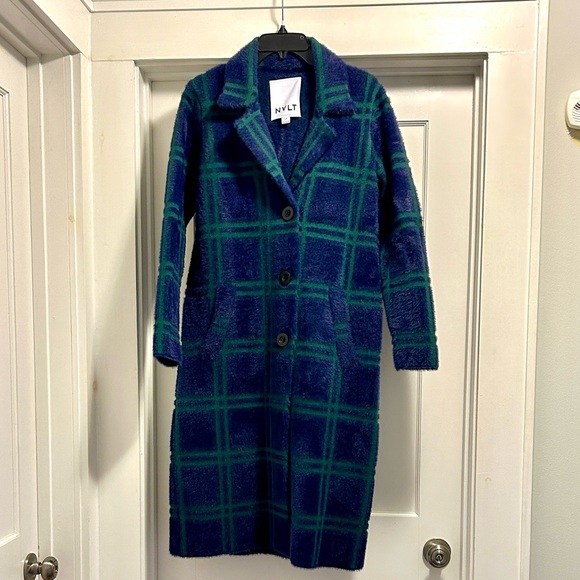 NVLT Anthropologie Blue and Green Plaid Women’s Coat, Size Small/Petite - Picture 1 of 7